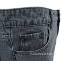 Pattern ricamati personalizzati pantaloni in denim nero dritto